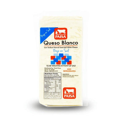 Queso Blanco bajo en sal - Low Sodium White Cheese (5.5 Lb Loaf).