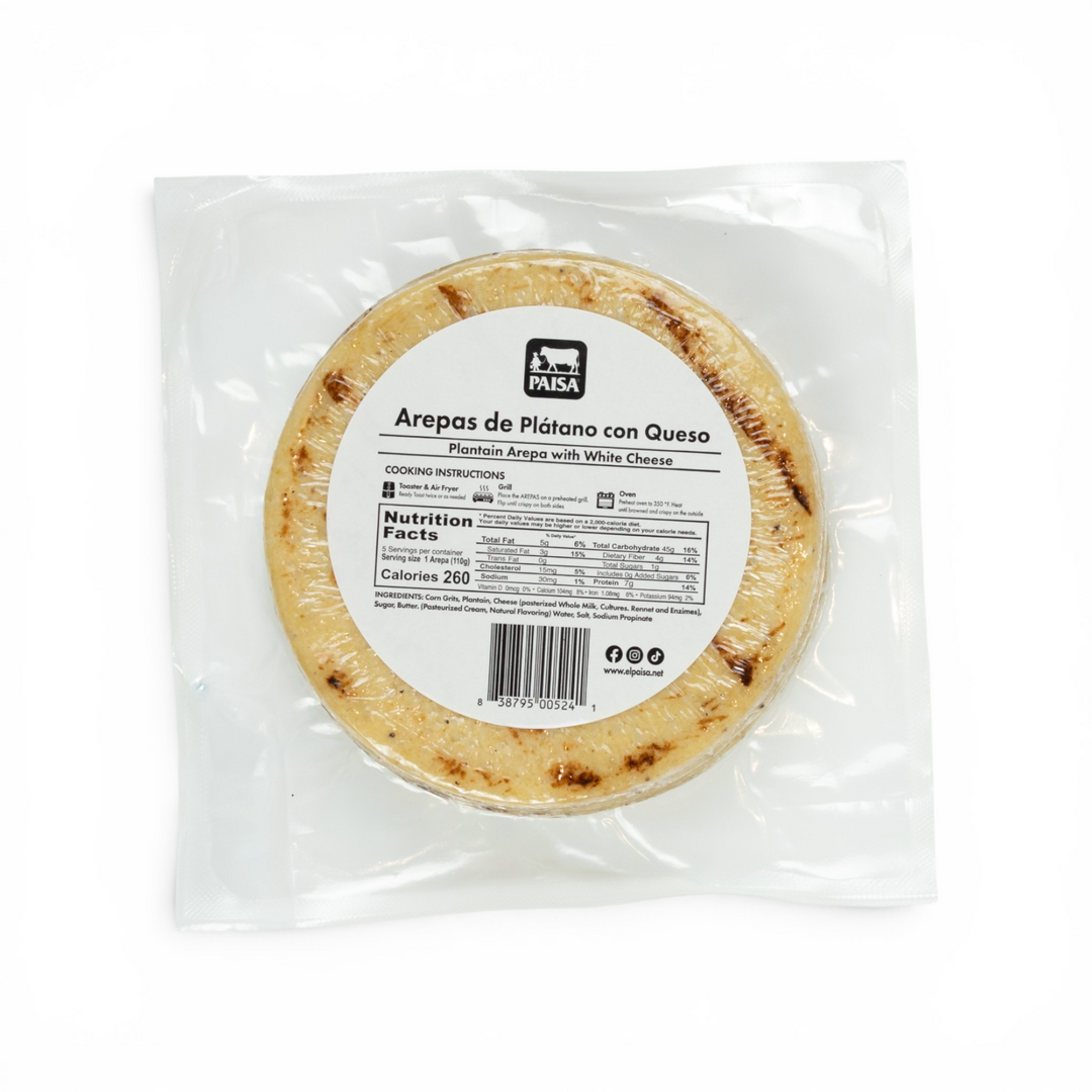 Plantain Arepa with White Cheese - Arepa de Platano con Queso