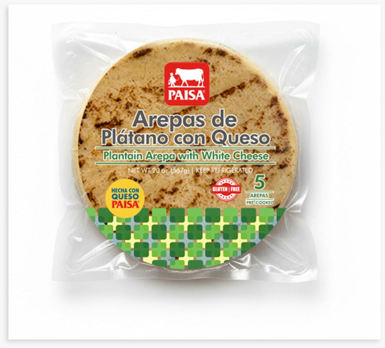 Plantain Arepa with White Cheese - Arepa de Platano con Queso