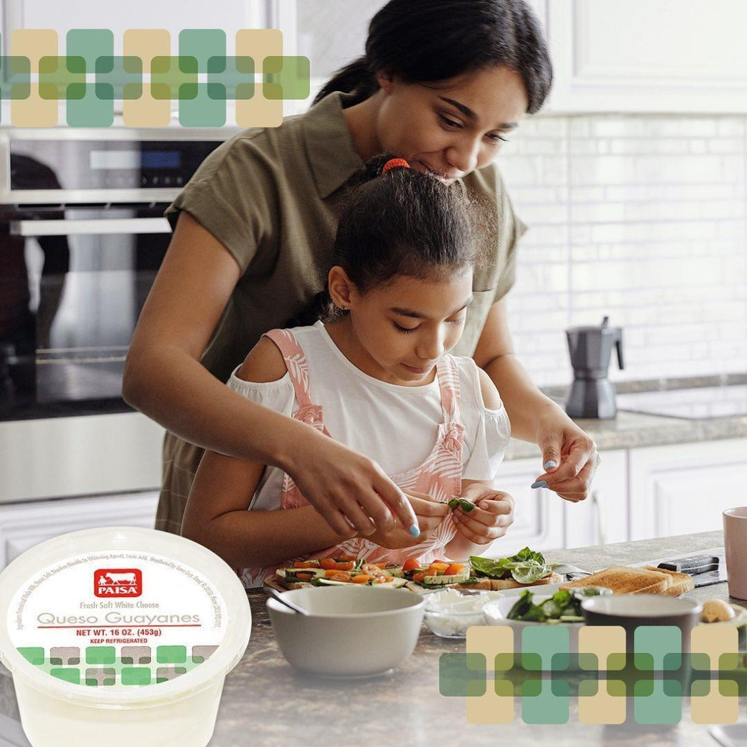 women and kid cooking with guayanes cheese